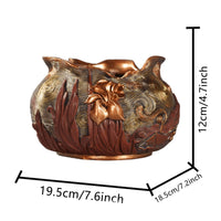 Ornate Iris Planter Relief Design Embossed Flower Pot Irregular Shape Decorative Flower Pot