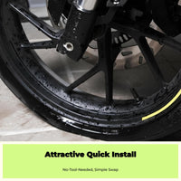 Motorcycle Tire Pressure tracking System, cordless TPMS, live LCD display, waterproof, temperature alarm, compatible with multiple design S of S designs.