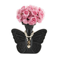 Butterfly Vase Lightweight Vase with Pearl Necklace Aesthetic for Entryway