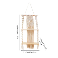 Boho Wall Hanging Shelf Handmade Macrame Hanging Shelf Easy to Hang Bohemian Storage Rack for Nursery