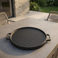 Frying Pan for Induction Hob and Gas Hob, Large 30cm Cast Iron Griddle and Grill Pan, Versatile Sandwich Maker, Durable Camping Cookware Pack