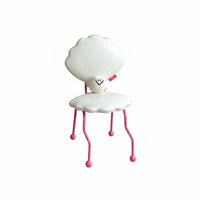 Includes Pearl Plushie Seashell-Shaped Chair Comfortable Soft Cushion Vanity Stool Curved Legs Room Decor for Women, Design Enthusiasts, Teens, Bedroom, Playroom