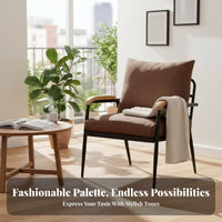 Nordic Aesthetic Metal Frame Couch Compact Size Upholstered 2-Seater Minimalist Design Sofa Solid Wood Armrests for Small Apartment Dwellers, Homeowners, Business Owners, Clothing Boutique, Rest Area, Home Office, Bedroom
