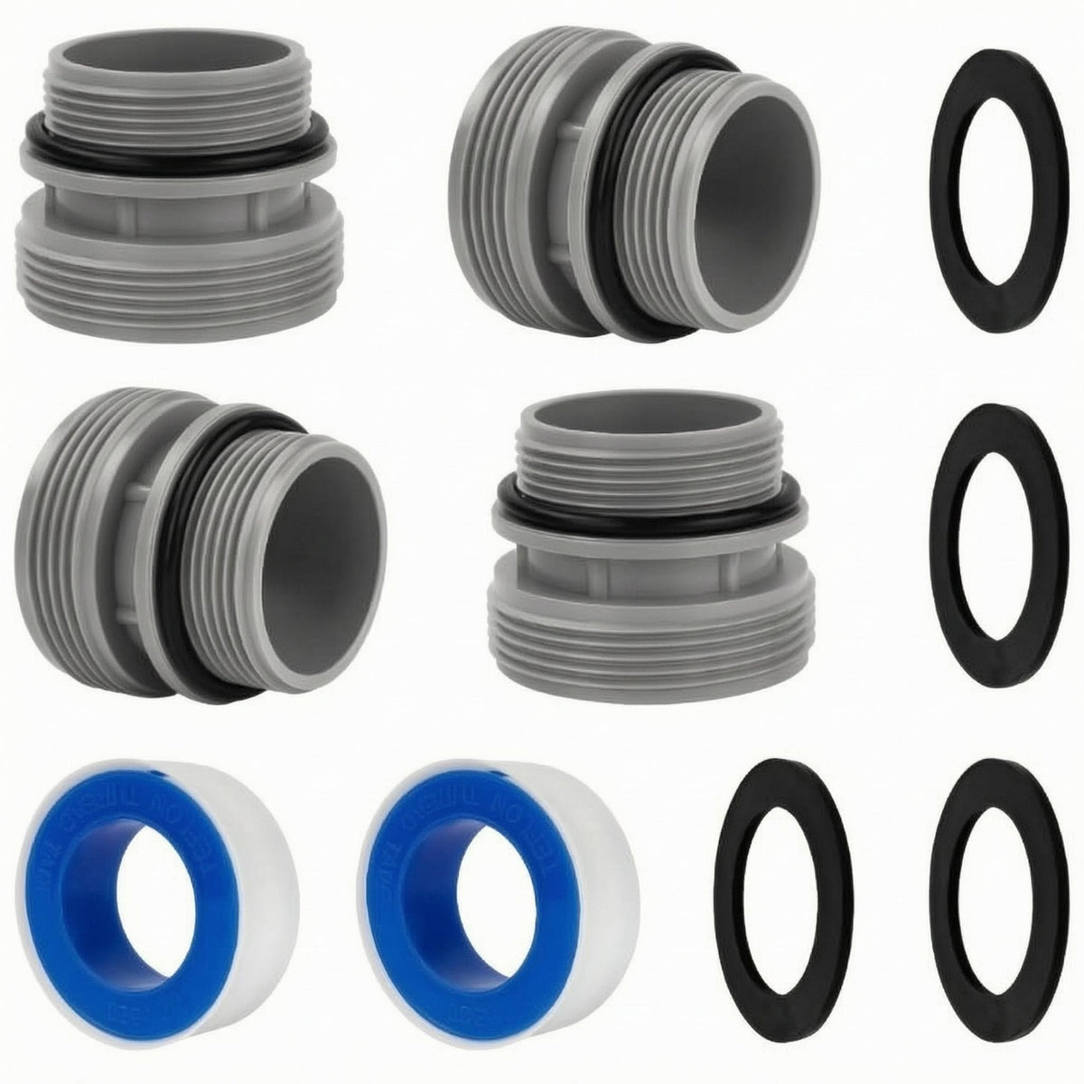 4 Pieces Sealing Rings Threaded Pool Hose Adapter PTFE Threaded Pool Hose Fitting Thread Seal Tape Stepped Barb Adapter