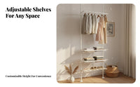 Tension Pole Closet System Open Design Garment Rack Easy to Assemble for Renters