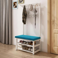 Coat Rack with Shoe Bench Space-Saving Hall Tree Sturdy Steel Frame for Families
