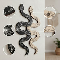 2 Pieces Wooden Wall Art Snake-Shaped Wall Ornaments Minimalist Wood Plaques for Living Room, Hallway, Studio