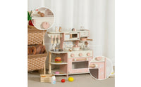 Wooden Play Kitchen with Accessories Children's Kitchen Playset Rounded Edges Pots and Pans Playset for Children, Playroom, Daycare, Classroom