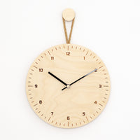 Wooden Wall Clock Minimalist Clock with Rope Round for Living Room, Entryway