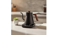 Keep Warm Gooseneck Electric Kettle Wood Grain Appliance Digital Display for Baristas