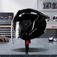 Ventilated Motorcycle Open Face Helmet | Adjustable, Helmet with Quick Release Buckle, for City Riding