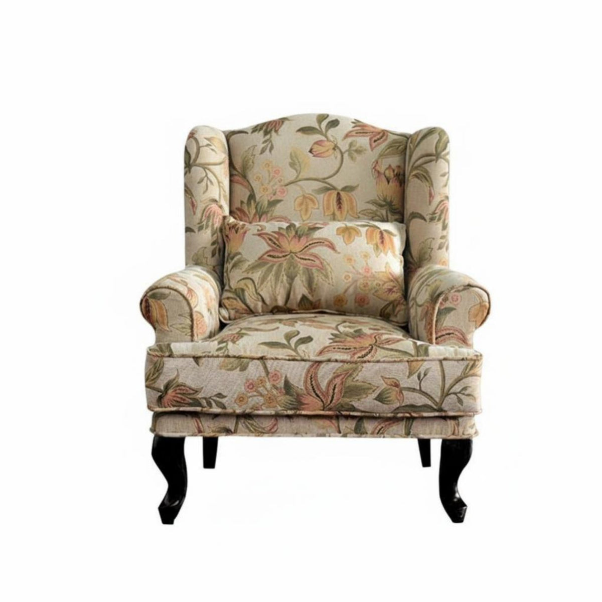 sturdy Wood Frame Upholstered high-rear armchair Armchair Vintage Design high-rear armchair Chair Jacquard Fabric Single Sofa Floral Pattern for Apartment Dwellers, Readers, Homeowners, Living Room, Bedroom, perusing alcove, Lounge Area