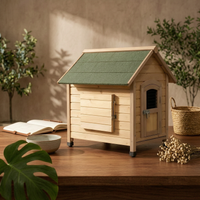 Wooden Dog House Elevated Floor Gabled Rooftop Dog House Slatted Construction for Indoor
