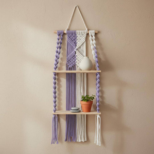 Boho Wall Hanging Shelf Handmade Macrame Hanging Shelf Natural Materials