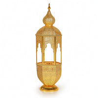 Castle Incense Holder Gold-Tone Hollow Castle Censer Ornate Incense Holder with Tray for Prayer Room, Entryway