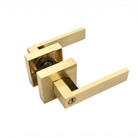 Square Rosette Lever-Style Door Latch & Tumbler Cylinder Bedroom Door Lock Modern House Hardware