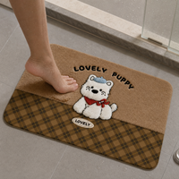 Diatomaceous Earth Bath Mat, 3D Plush-Look Absorbent Quick Dry Non-Slip Bathroom Floor Mat with Cute Pet Design