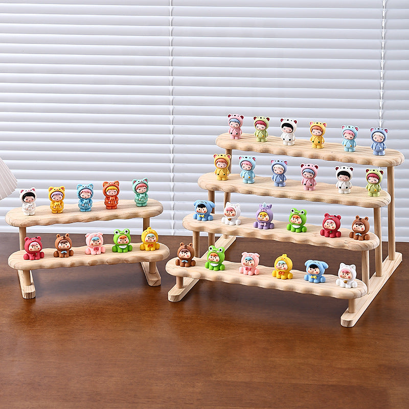 Solid Wood Step Display Stand for Figurines and Jewelry