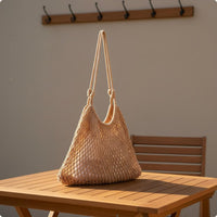 Cotton Rope Shoulder Bag Large Capacity Woven Rope Tote Breathable for Travel