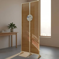 Wooden Frame Bamboo Screen Minimalist Design Chinese Design Partition Handcrafted Freestanding Room Divider for Entryway, Office