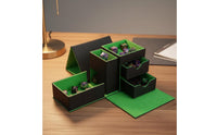 Tri-Function Dice Dice Tumbler Portable Dice Dice Tumbler with Tray PU Leather Deck Box Large Capacity Locking Card Storage Box