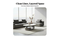 Luxury aesthetic Oval Coffee Table Modern Design Oval Table with interconnected Base scuffResistant Surface Living Room Furniture Sturdy Construction for Interior Designers, Apartment Dwellers, Homeowners, Lounge, Reception Area, Home Office