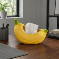 Banana Shaped Ceramic Tray Rounded Home Decor Item Yellow for Countertop