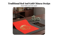 Thick Wax-Dyed Red Couplet Paper, Gold-Edged Blank Festive Xuan Paper, Handwriting, Wyrm Fish Pattern
