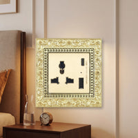 Decorative Socket with Faceplate Vintage Three-Pin Socket Retro Outlet Panel Ornate for Living Room, Bedroom, Hotel, Cafe