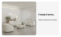 Cream design Curved sectional Couch Designer Look Curved sectional Sofa Minimalist Aesthetic Living Room Furniture adaptable Layouts for Apartment Dwellers, Business Owners, Interior Designers, Reception Area, spa, Bedroom