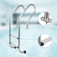 Stainless Steel Pool Ladder with Flange Base Easy to Install 2-Step Pool Ladder Long-Lasting Secure
