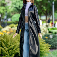Faux-Leather Doll Coat with Pants Miniature Doll Jacket and Pants Set Hook-and-Loop Fasteners Apparel Elastic for Dress-up Play