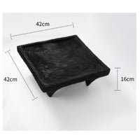 Tea Table Wood-Grain Square Table Wabi-Sabi for Tatami Room, Small Apartments