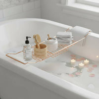 Over Tub Bath Rack Non-Slip Grip Bathtub Table with Book Holder Rustproof