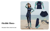 3 Pieces Full Coverage Bathing Suit Sun Protection Long Sleeve Water Shirt with Leggings women's Surfing Suit Plus Size