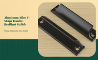 Aluminum Alloy Pull Handle, V-Shaped Sliding Glass Door Handle, sturdy, Easy to Install, Cabinet Drawer Handle, Silver