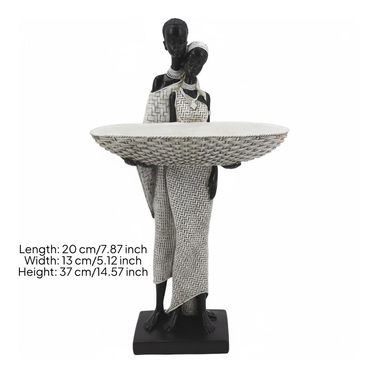Woman Tray Statue Creative Design African Decor Sculpture Home Display