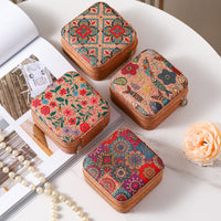 Portable Vintage Travel Jewelry Box in Leather with Small Size