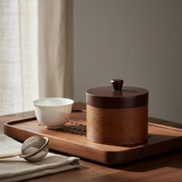 Lidded Wooden Jar Retro Design Round Wooden Canister Environmentally Conscious