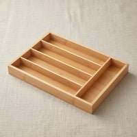 5 Compartment Silverware Tray Space Saving Bamboo Utensil Organizer for Workshop