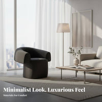 Upholstered Barrel Chair Light Luxury Indoor Seating Curated Aesthetic Comfortable for Adults, Readers, Living Room, Hotel