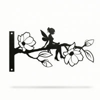 Fairy on Branch Silhouette Lightweight Metal Fairy Silhouette Compact for Trees