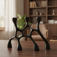 Modern Three-Arm Candelabra Glossy Sculptural Candelabra Abstract Three-Arm Candle Holder Tabletop for Art Collectors, Minimalists, Dining Table, Entryway, Study