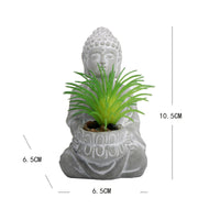 Cement Pot with Raised Pattern Carved Cement Planter Stone-Look for Desk, Office