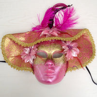 Venetian Carnival Full Face Mask with Large Hat and Feathers