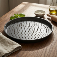 Perforated Pizza Pan Flat Base Cooking Tool Even Heating