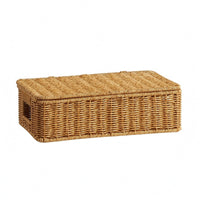 Rattan Storage Box with Lid Rectangular Rattan Storage Box Handmade for Tabletop