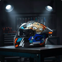 DOT Approved Modular Full Face Helmet | Aerodynamic, Full Face Helmet with Rear LED Lights, for Street Riding