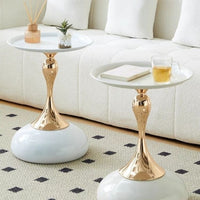 Luxury Metal Round Side Table with Creamy Style