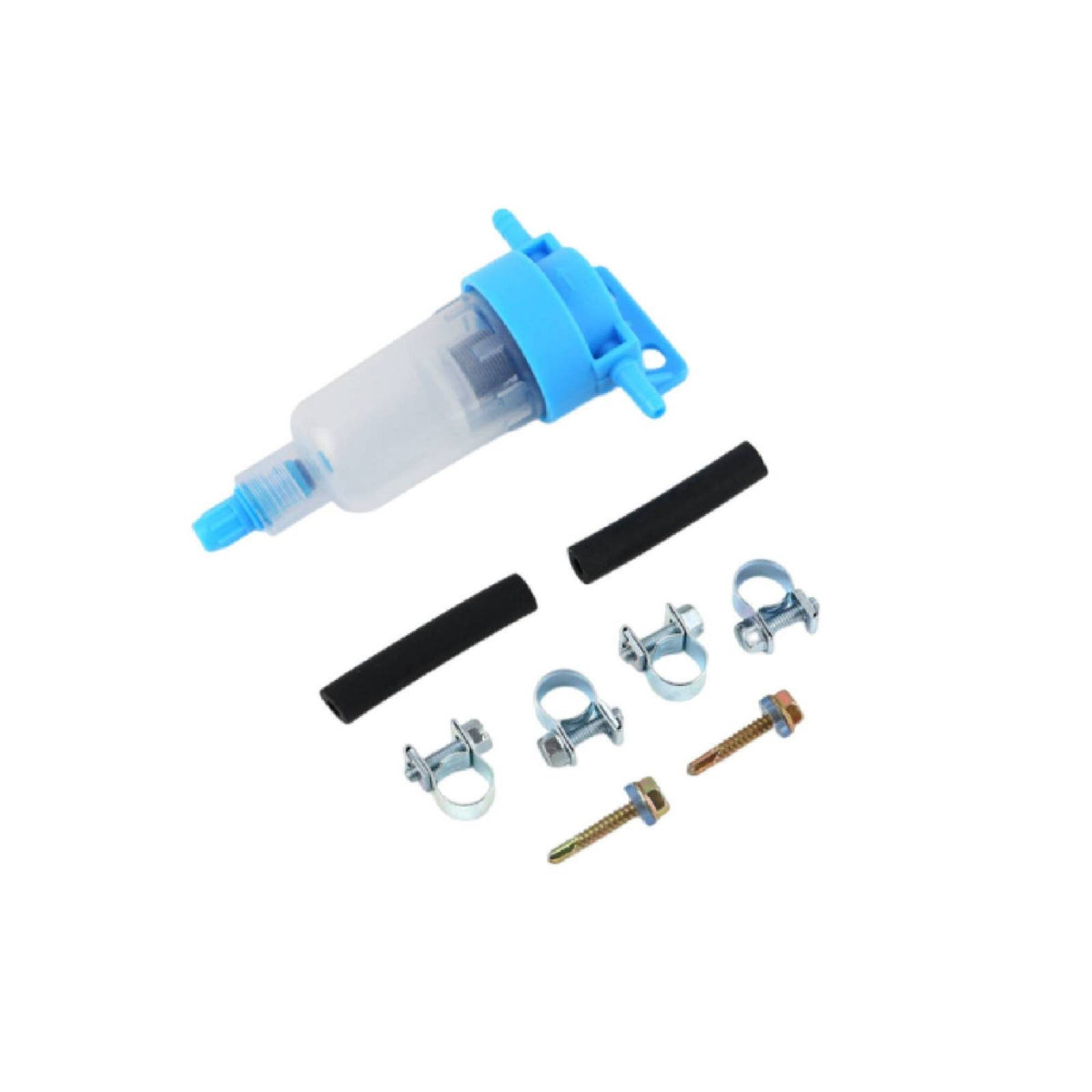 Clear Inline Fuel Filter Assembly Transparent Fuel Filter with Hoses Cylindrical Clamp-On